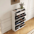 Meuble à chaussures en bois massif blanc de 80 cm, armoire à chaussures à trois niveaux avec tiroirs basculants