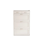 Meuble à chaussures en bois massif blanc de 80 cm, armoire à chaussures à trois niveaux avec tiroirs basculants