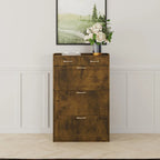 Meuble à chaussures en bois massif blanc de 80 cm, armoire à chaussures à trois niveaux avec tiroirs basculants