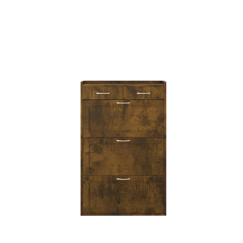 Meuble à chaussures en bois massif blanc de 80 cm, armoire à chaussures à trois niveaux avec tiroirs basculants