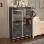 Meuble Miroir Décoration Élégante avec Bords Argentés, Meuble Miroir avec Rangement Double Porte