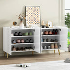 Luxurious Shoe Cabinet with 5 Metal Legs, Modern TV Stand with 4 Adjustable Shelves for TVs Up to 70