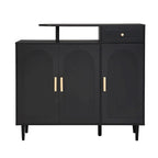 Meuble à chaussures élégant avec portes cintrées et tiroir, buffet de rangement de style crème avec étagères réglables et pieds en bois massif