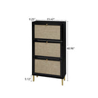 Meuble à chaussures 3 portes en rotin, Armoire à chaussures moderne autoportante