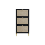 Meuble à chaussures 3 portes en rotin, Armoire à chaussures moderne autoportante