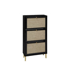 Meuble à chaussures 3 portes en rotin, Armoire à chaussures moderne autoportante