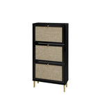 Meuble à chaussures 3 portes en rotin, Armoire à chaussures moderne autoportante