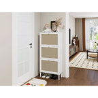 Meuble à chaussures 3 portes en rotin, Armoire à chaussures moderne autoportante