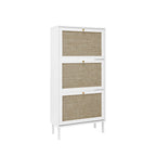 Meuble à chaussures 3 portes en rotin, Armoire à chaussures moderne autoportante