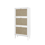 Meuble à chaussures 3 portes en rotin, Armoire à chaussures moderne autoportante