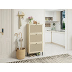 Meuble à chaussures 3 portes en rotin, Armoire à chaussures moderne autoportante