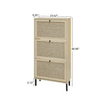 Meuble à chaussures 3 portes en rotin, Armoire à chaussures moderne autoportante