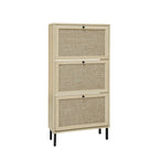 Meuble à chaussures 3 portes en rotin, Armoire à chaussures moderne autoportante