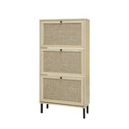 Meuble à chaussures 3 portes en rotin, Armoire à chaussures moderne autoportante
