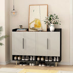 Buffet, Armoire à chaussures avec 4 portes Grande armoire de rangement moderne pour chaussures avec étagères réglables