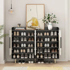 Buffet, Armoire à chaussures avec 4 portes Grande armoire de rangement moderne pour chaussures avec étagères réglables