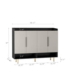 Buffet, Armoire à chaussures avec 4 portes Grande armoire de rangement moderne pour chaussures avec étagères réglables