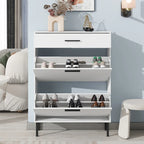 Meuble de rangement à chaussures autoportant avec tiroirs et pieds en métal, Armoire à chaussures moderne avec 2 tiroirs à abattant