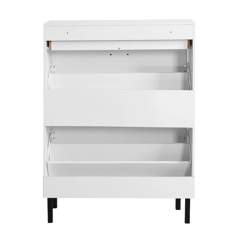 Meuble de rangement à chaussures autoportant avec tiroirs et pieds en métal, Armoire à chaussures moderne avec 2 tiroirs à abattant