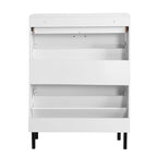 Meuble de rangement à chaussures autoportant avec tiroirs et pieds en métal, Armoire à chaussures moderne avec 2 tiroirs à abattant