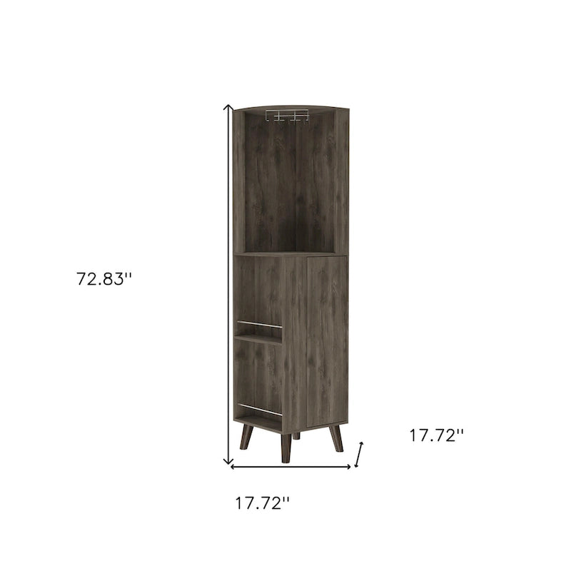 HomeRoots Meuble de Bar d'Angle en Bois Marron Foncé 73 avec Un Tiroir
