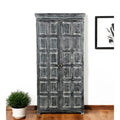 HomeRoots 72 Garde-manger ou placard de rangement en bois massif gris foncé - 36" X 72" X 18"