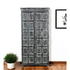 HomeRoots 72 Garde-manger ou placard de rangement en bois massif gris foncé - 36" X 72" X 18"