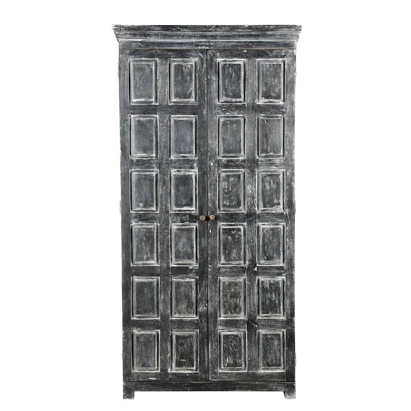 HomeRoots 72 Garde-manger ou placard de rangement en bois massif gris foncé - 36" X 72" X 18"