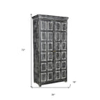 HomeRoots 72 Garde-manger ou placard de rangement en bois massif gris foncé - 36" X 72" X 18"