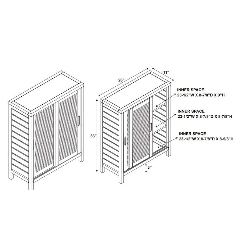 Meuble de rangement bas à deux portes - 33