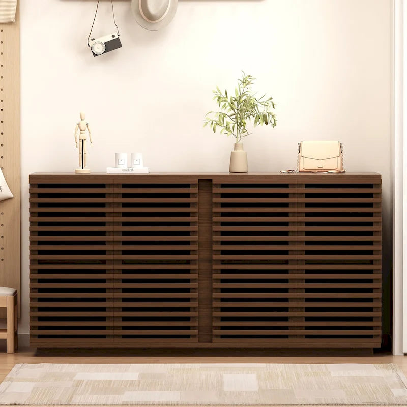 Meuble de rangement spacieux avec portes creuses pour salon, salle à manger, chambre, couloir, chêne de palissandre, 59,92 L x 15,75 P x 29,53 H