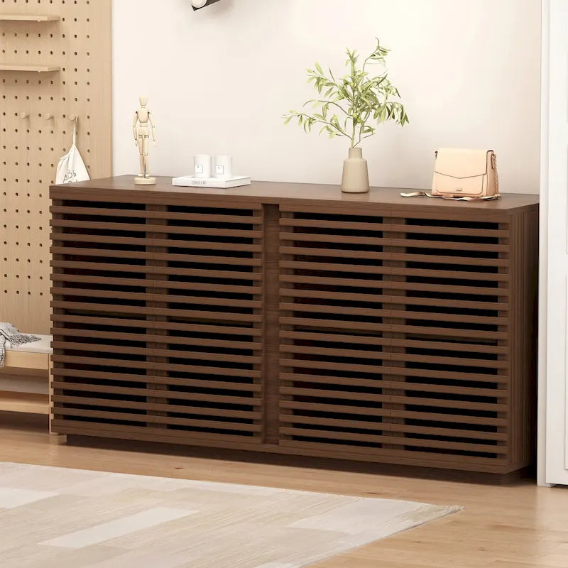 Meuble de rangement spacieux avec portes creuses pour salon, salle à manger, chambre, couloir, chêne de palissandre, 59,92 L x 15,75 P x 29,53 H
