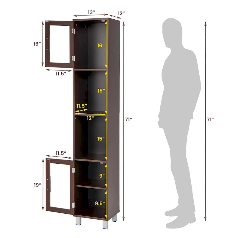 Costway 71 Armoire Haute de Rangement de Salle de Bain Tour Meuble Organisateur Présentoir - Voir Détails