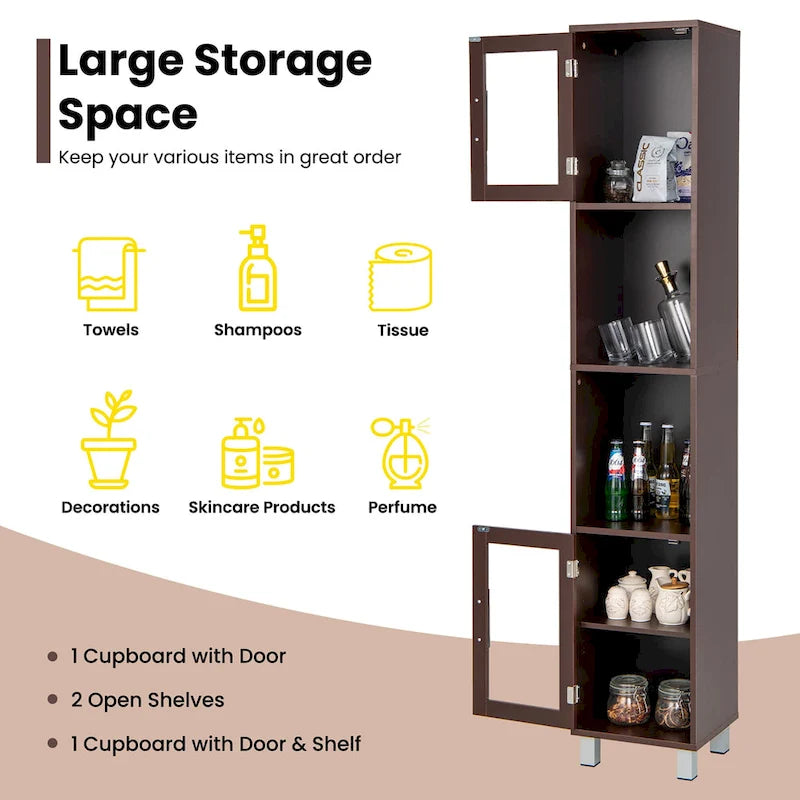 Costway 71 Armoire Haute de Rangement de Salle de Bain Tour Meuble Organisateur Présentoir - Voir Détails