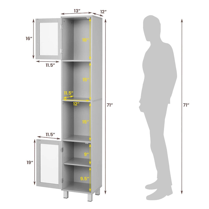 Costway 71 Armoire Haute de Rangement de Salle de Bain Tour Meuble Organisateur Présentoir - Voir Détails