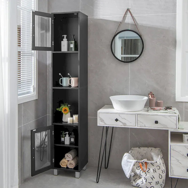 Costway 71 Armoire Haute de Rangement de Salle de Bain Tour Meuble Organisateur Présentoir - Voir Détails