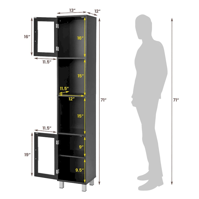 Costway 71 Armoire Haute de Rangement de Salle de Bain Tour Meuble Organisateur Présentoir - Voir Détails