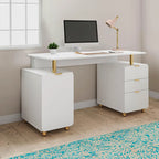 Bureau flottant de direction moderne avec 3 tiroirs et surface de travail élégante