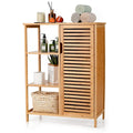 Costway Meuble de Salle de Bain sur Pied en Bambou avec Porte Simple & - Voir Détails