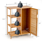 Costway Meuble de Salle de Bain sur Pied en Bambou avec Porte Simple & - Voir Détails