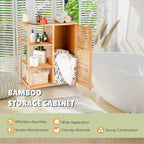 Costway Meuble de Salle de Bain sur Pied en Bambou avec Porte Simple & - Voir Détails