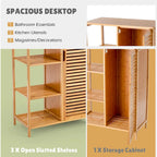 Costway Meuble de Salle de Bain sur Pied en Bambou avec Porte Simple & - Voir Détails