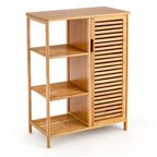 Costway Meuble de Salle de Bain sur Pied en Bambou avec Porte Simple & - Voir Détails