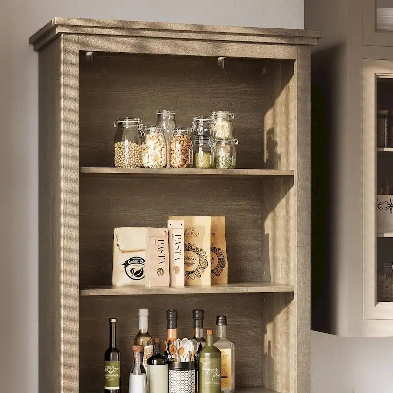 Meuble de rangement haut de 169 cm, Meuble de rangement de salle de bain avec 5 étagères et un tiroir
