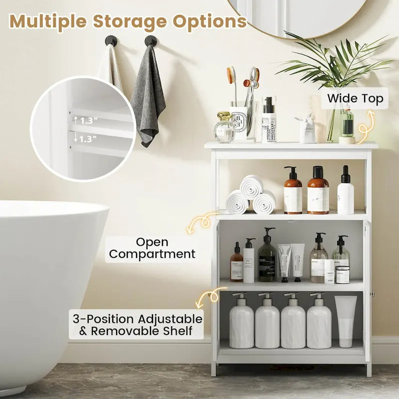 Meuble Colonne de Salle de Bain Autonome Costway avec 2 Étagères - Voir Détails