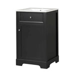Meuble-lavabo de salle de bain de 50 cm avec vasque en céramique, meuble bas de salle de bain avec rangement à 2 niveaux et étagères