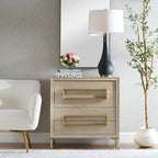 Commode d'appoint en bois à 4 tiroirs - 35 - Beige et doré