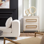 Commode d'appoint en bois à 4 tiroirs - 35 - Beige et doré