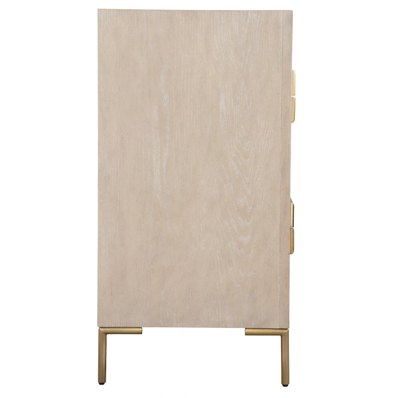 Commode d'appoint en bois à 4 tiroirs - 35 - Beige et doré