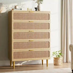 Commodes à 5 tiroirs en rotin pour chambre à coucher, couloir